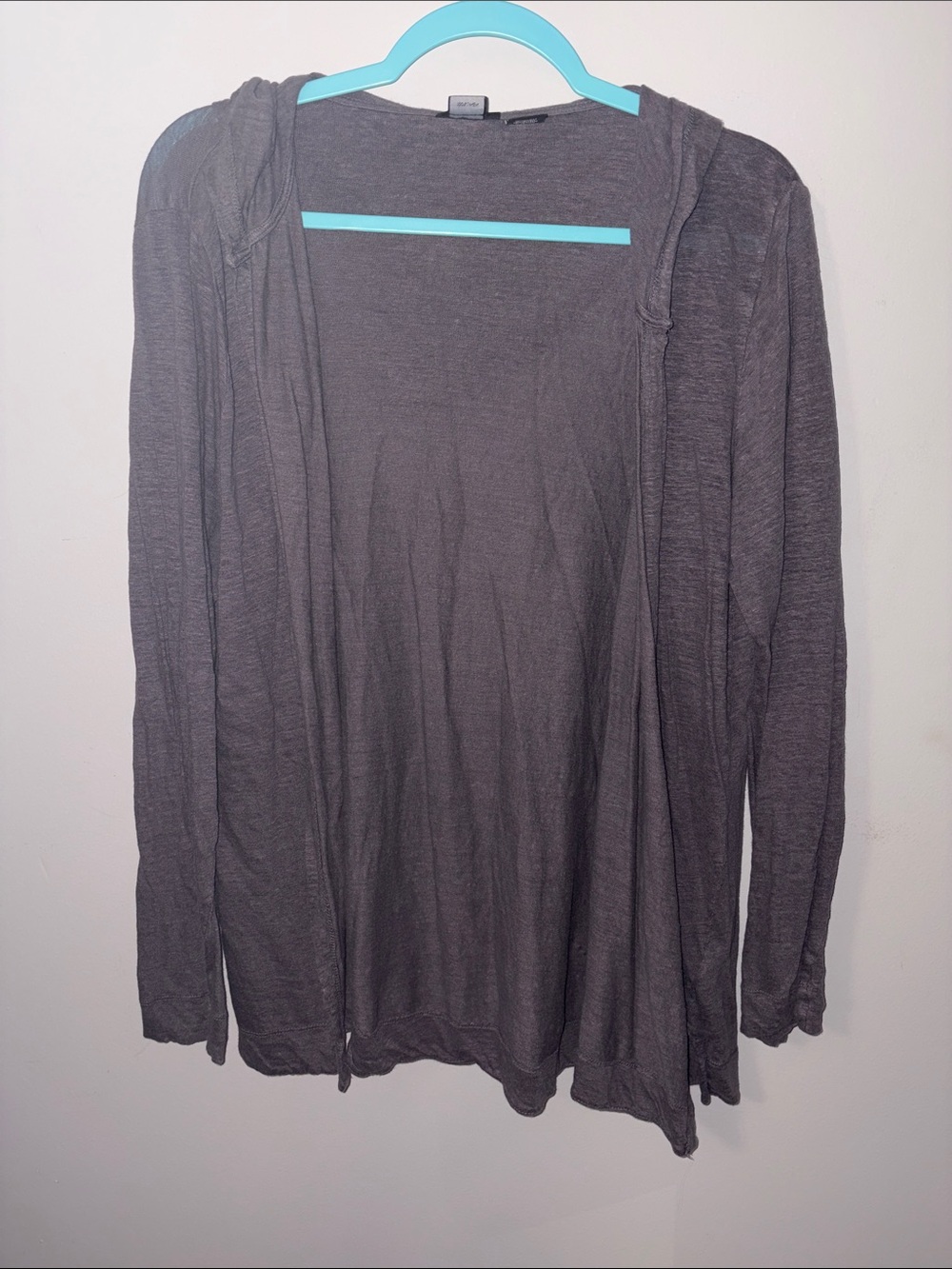 Tahari Open-Front Linen Cardigan in Charcoal Gray